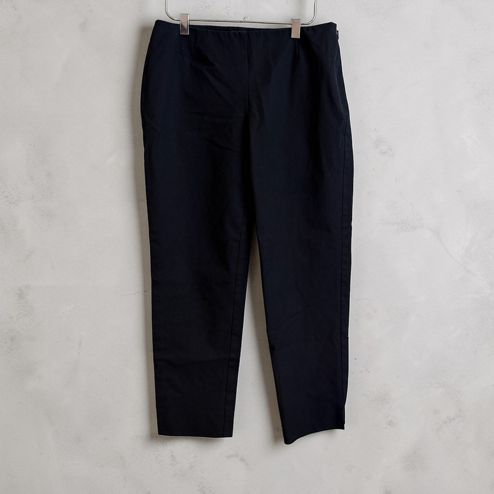 Lafayette 148 New York Pants Women 4 Black Cotton Stretch Side Zip Tapered Slim